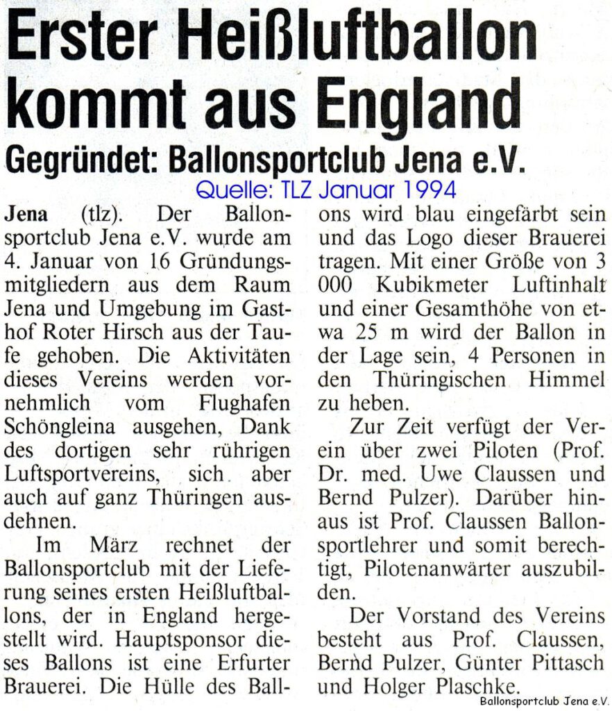 Zeitungsartikel Gründung