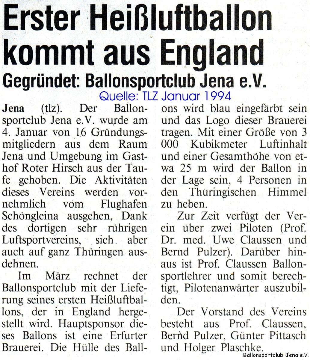 Zeitungsartikel Gründung